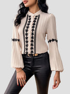 Lantern Sleeve Blouse Stand Collar Kerinna