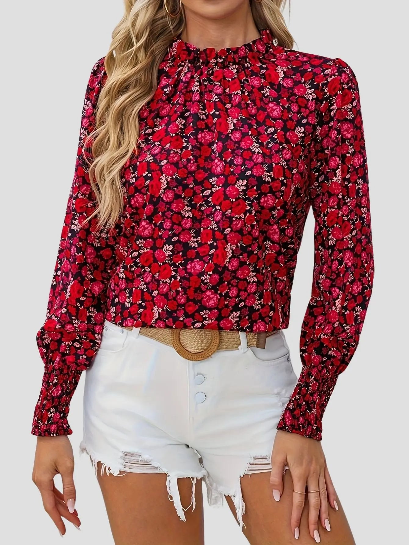 Elegant Floral Blouse – Long Sleeve Kerinna