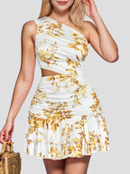 Floral One Shoulder Mini Dress Kerinna