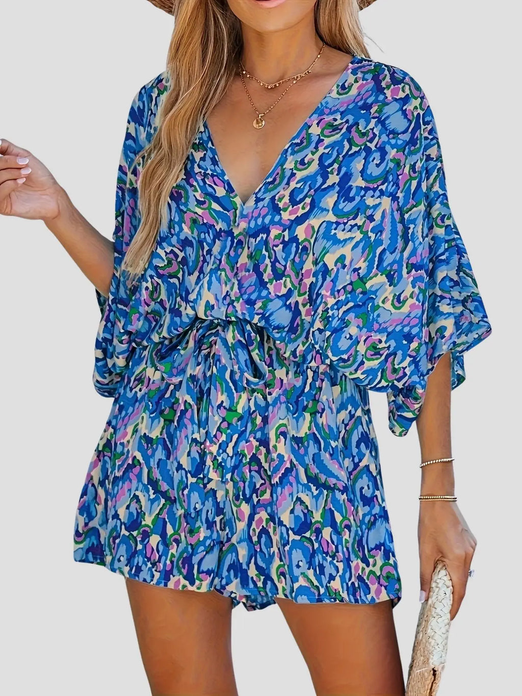 Abstract Print V-Neck Jumpsuit Kerinna