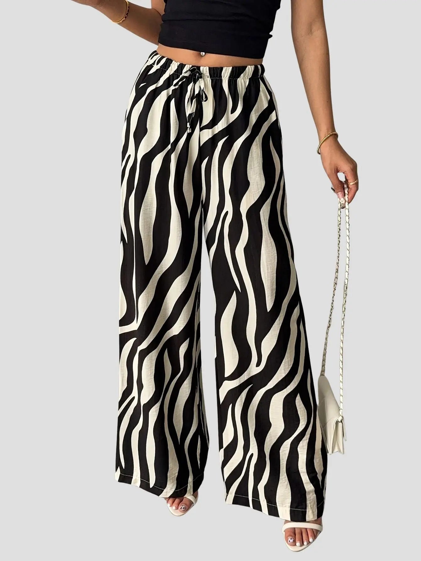 Zebra Stripe Wide Leg Pants Kerinna