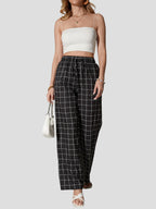 Plaid High Waisted Straight Leg Pants Kerinna