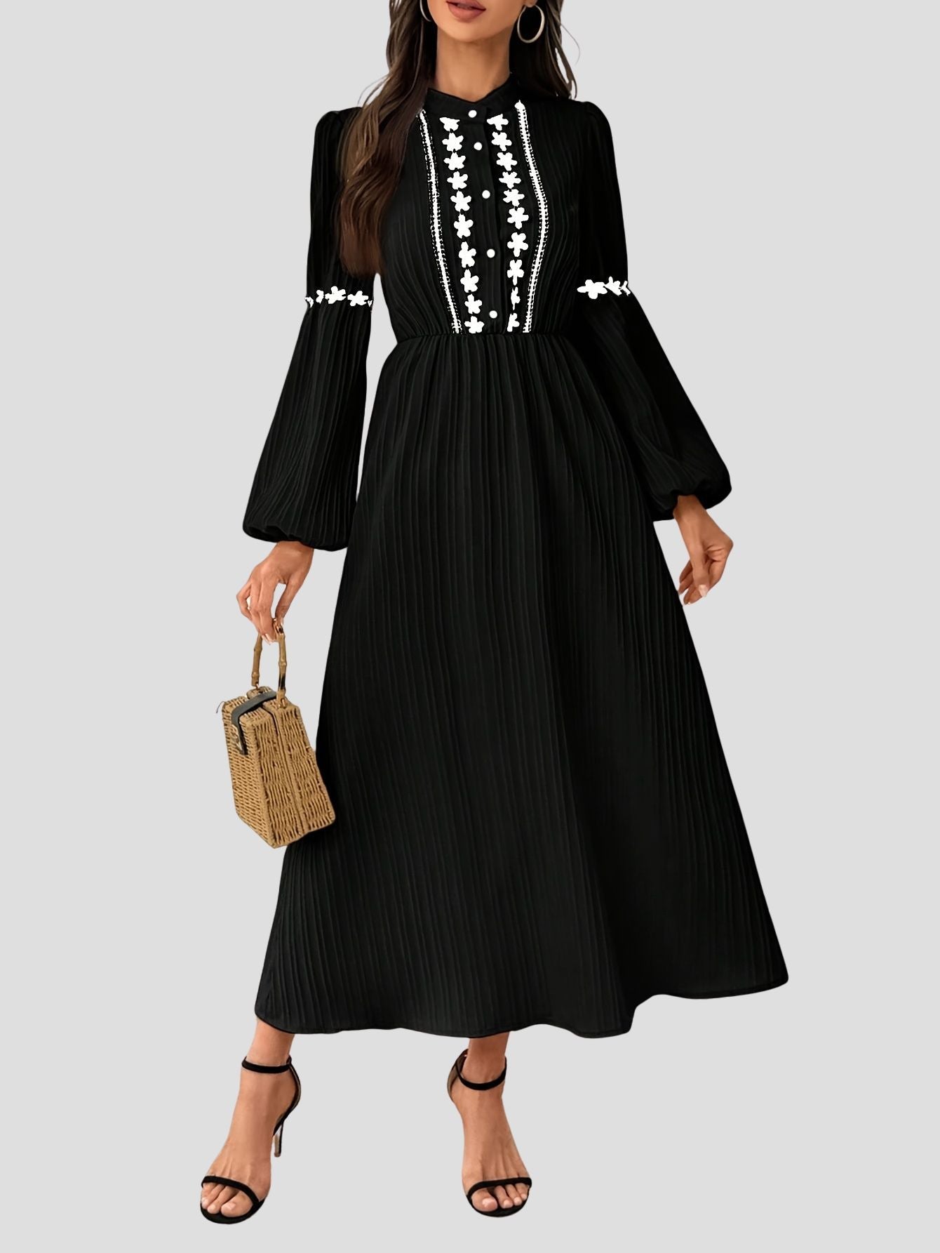 Black A Line Midi Dress Kerinna