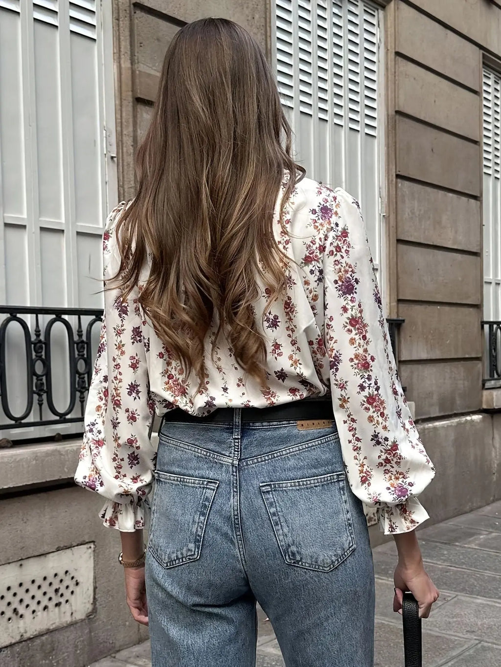 Floral Lace Sleeve Blouse High Neck Kerinna