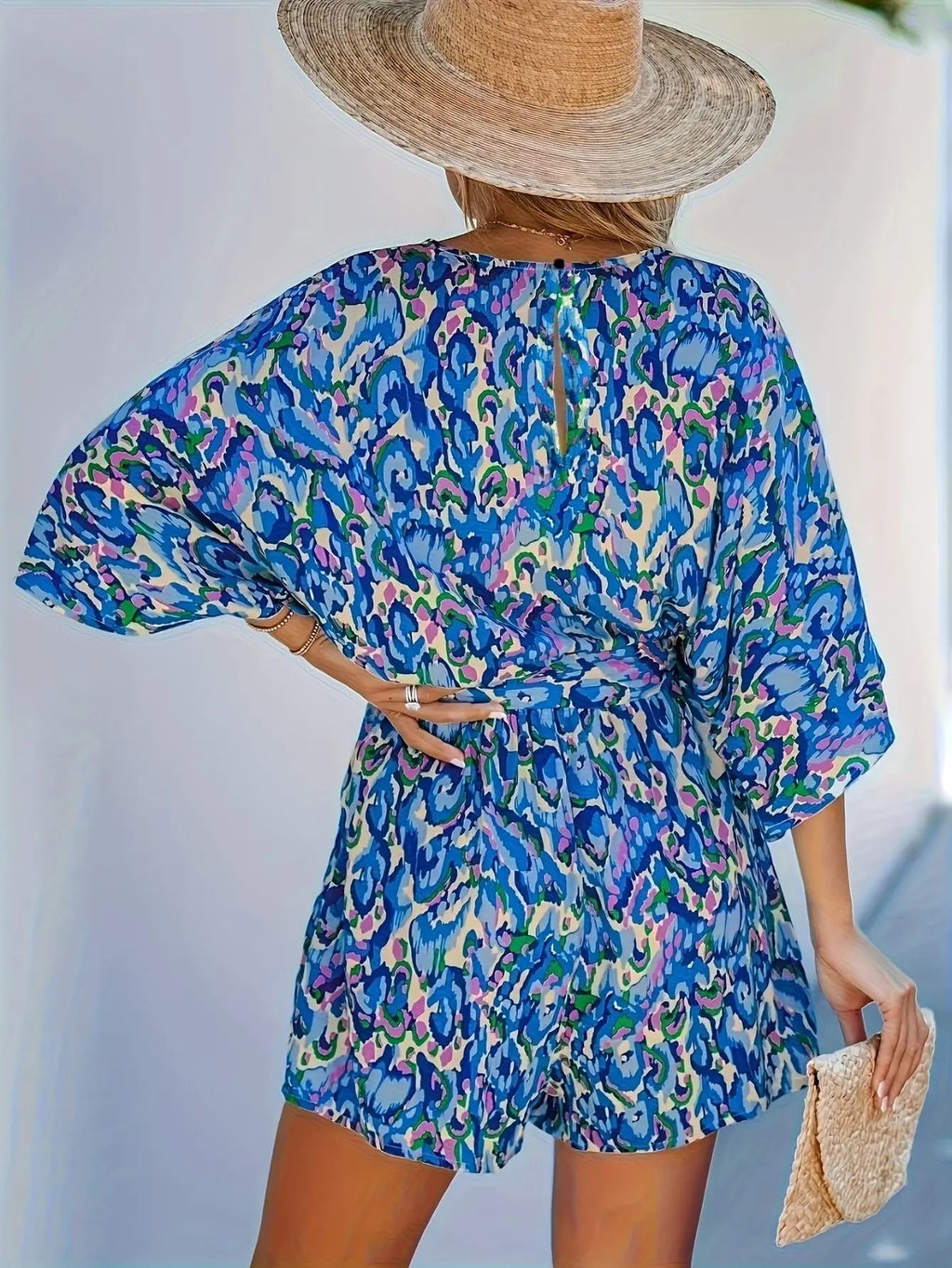 Abstract Print V-Neck Jumpsuit Kerinna