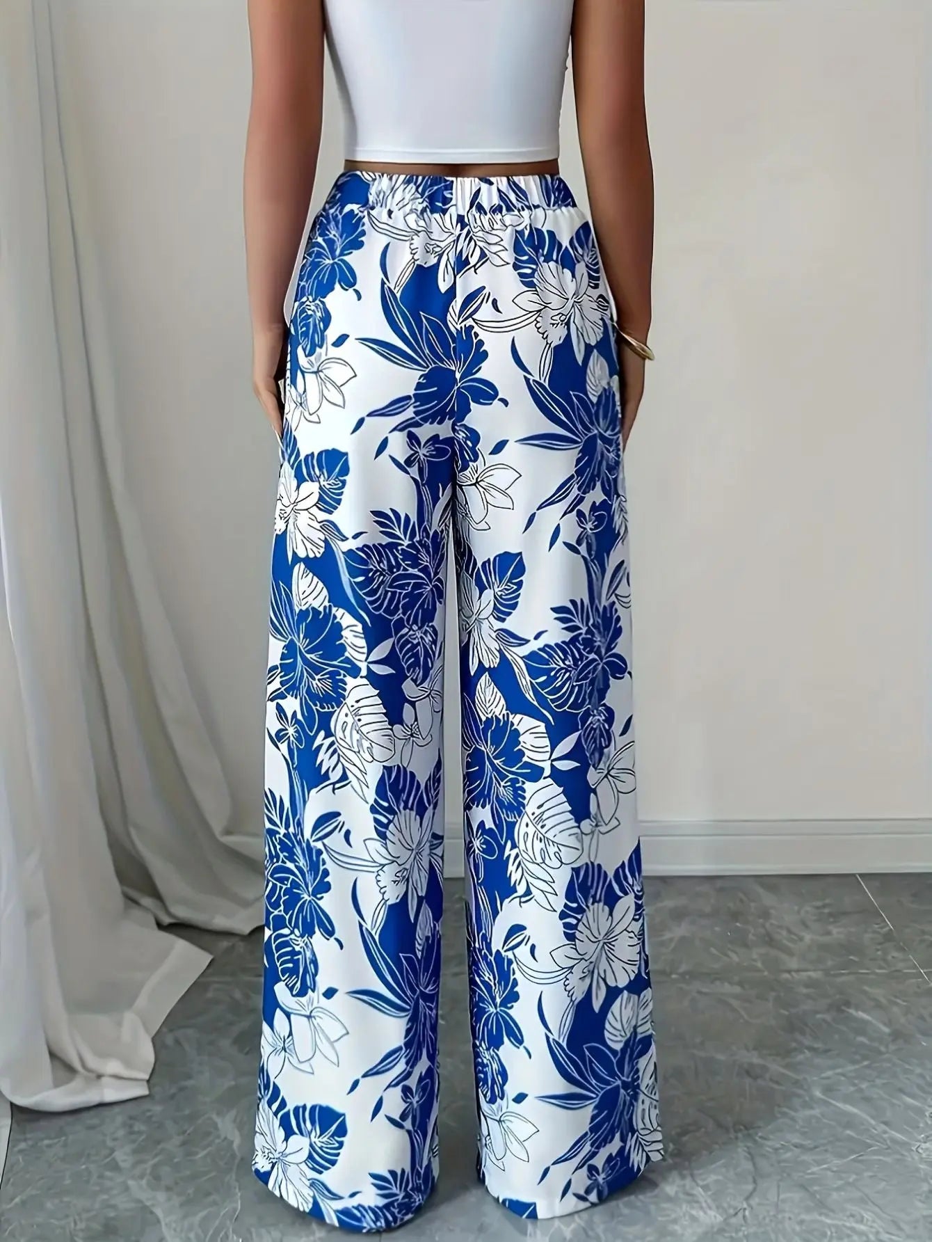 Floral Print Wide Leg Pants Kerinna