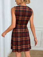 Tartan Plaid Mini Dress Sleeveless Kerinna