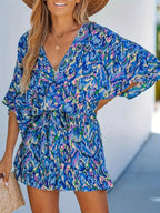 Abstract Print V-Neck Jumpsuit Kerinna