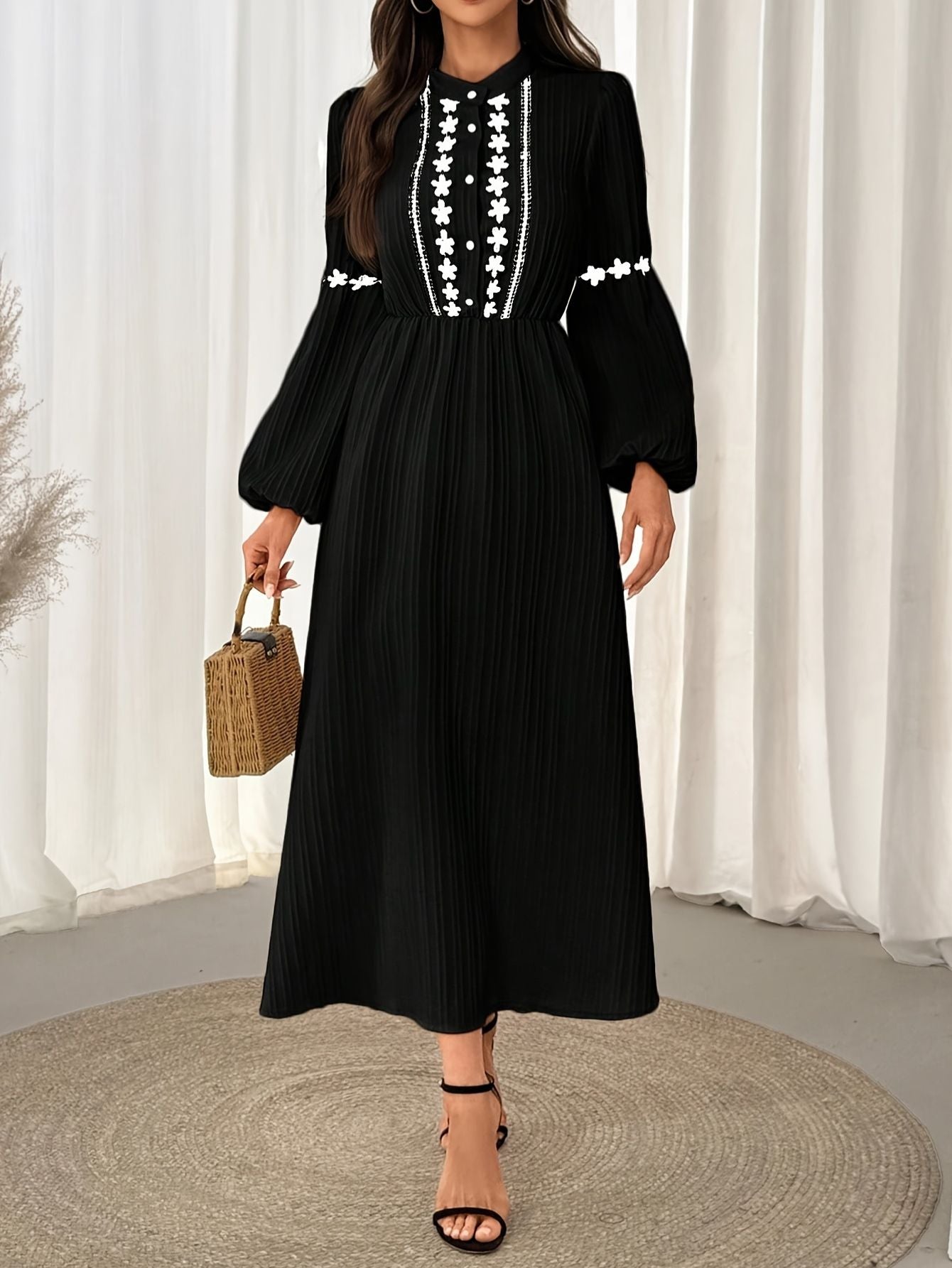 Black A Line Midi Dress Kerinna