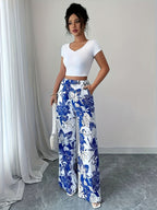 Floral Print Wide Leg Pants Kerinna