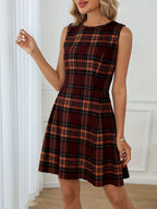 Tartan Plaid Mini Dress Sleeveless Kerinna