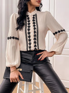 Lantern Sleeve Blouse Stand Collar Kerinna