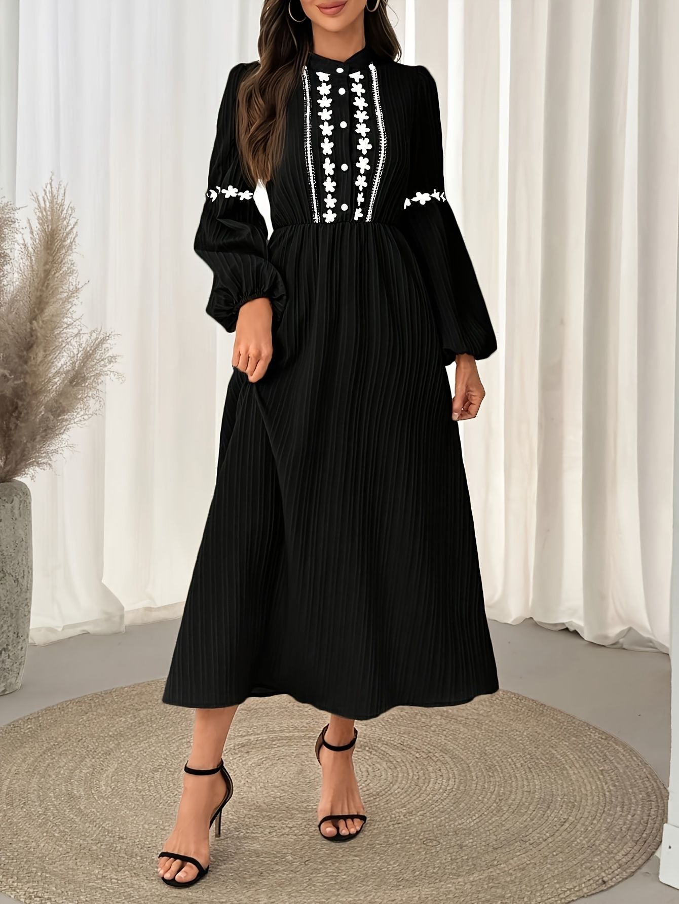 Black A Line Midi Dress Kerinna