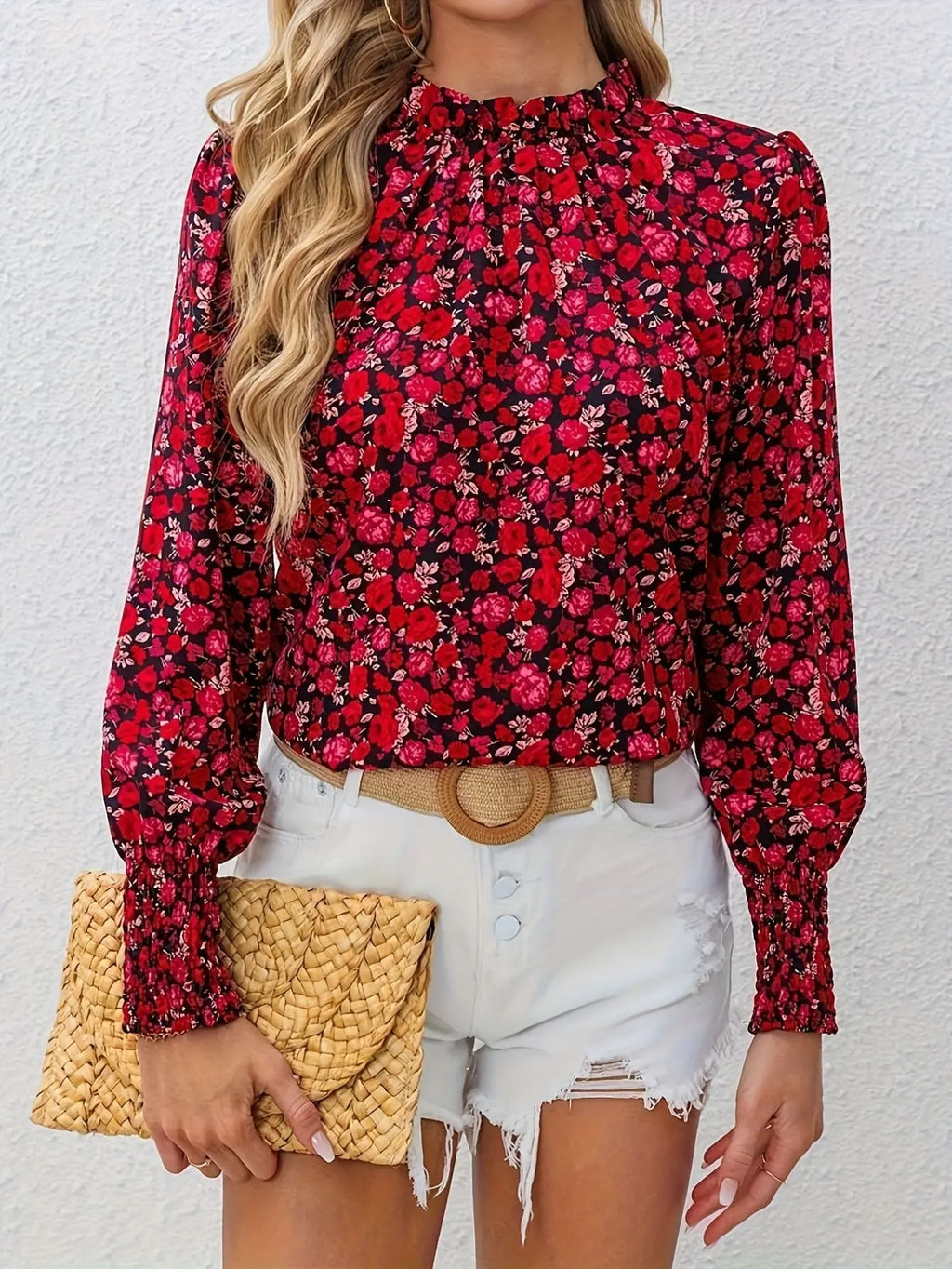 Elegant Floral Blouse – Long Sleeve Kerinna