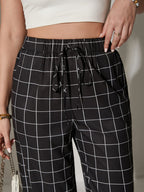 Plaid High Waisted Straight Leg Pants Kerinna